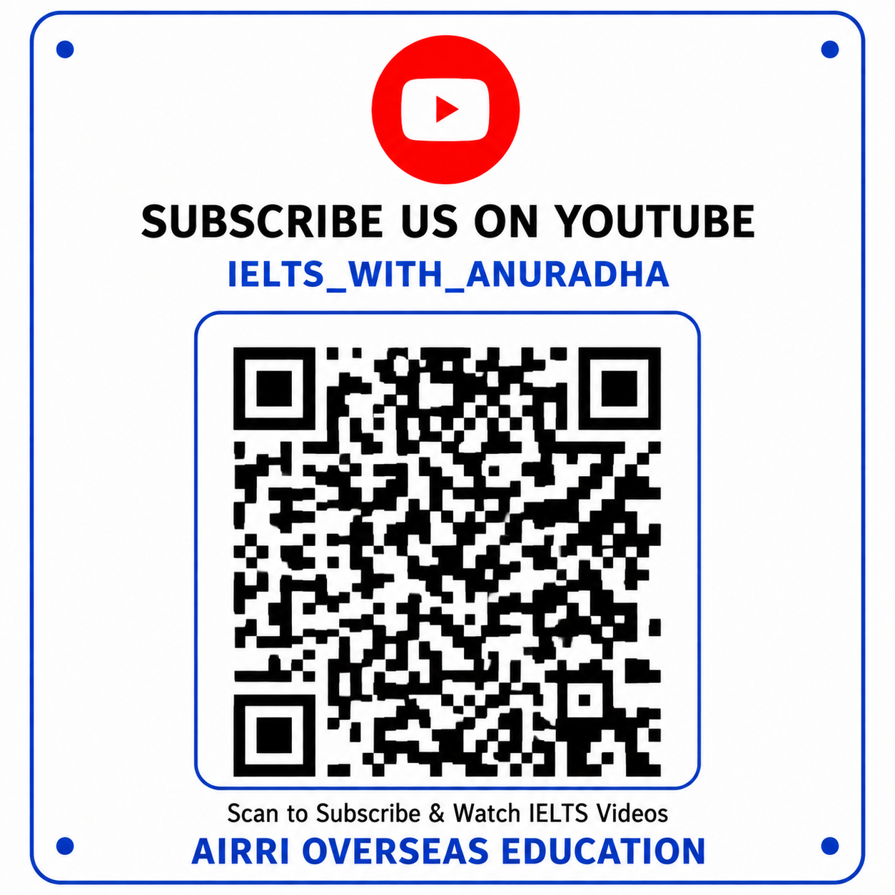 YouTube channel QR code for IELTS_WITH_ANURADHA
